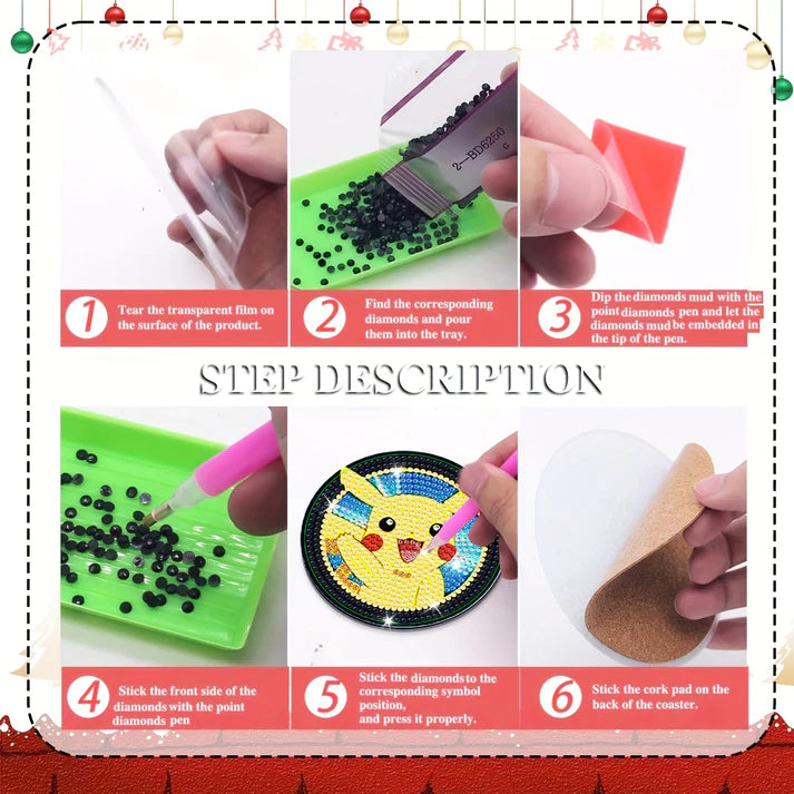 4 pcs set DIY Special Shaped Diamond Painting Coaster | Cartoon (no holder)
