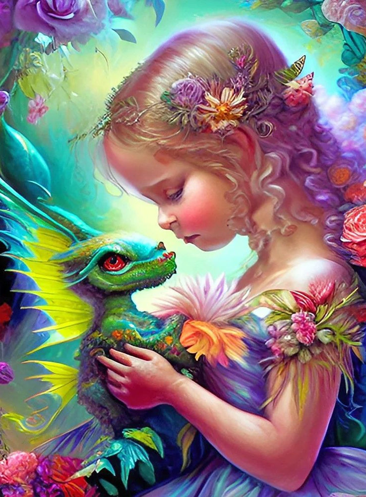 Diamond Painting- Girl and Dragon