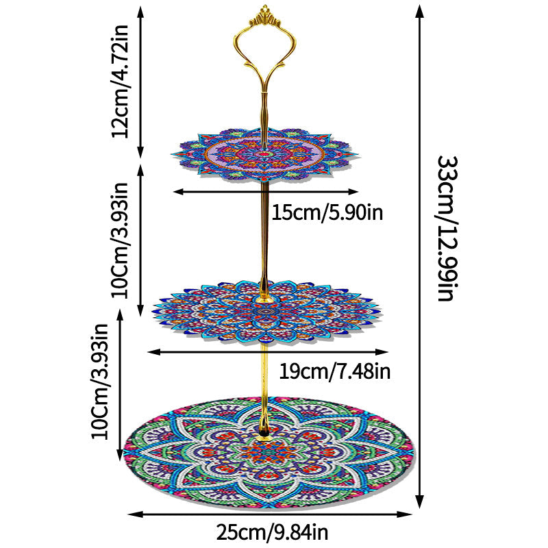 DIY Diamond Art Painting Three Layer Afternoon Tea Display | Mandala