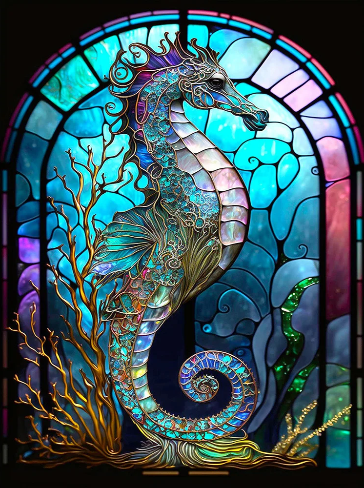 Luxury AB Velvet Diamond Painting Kit - Seahorses