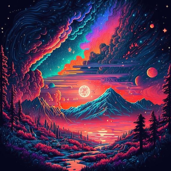Diamond Painting  -  Psychedelic Mountains