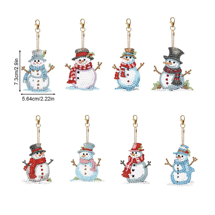 6Pcs DIY 5D-Diamond Painting Coaster Kit with Snowman and Santa Claus Xmas  Themes for Glassware Coasters 