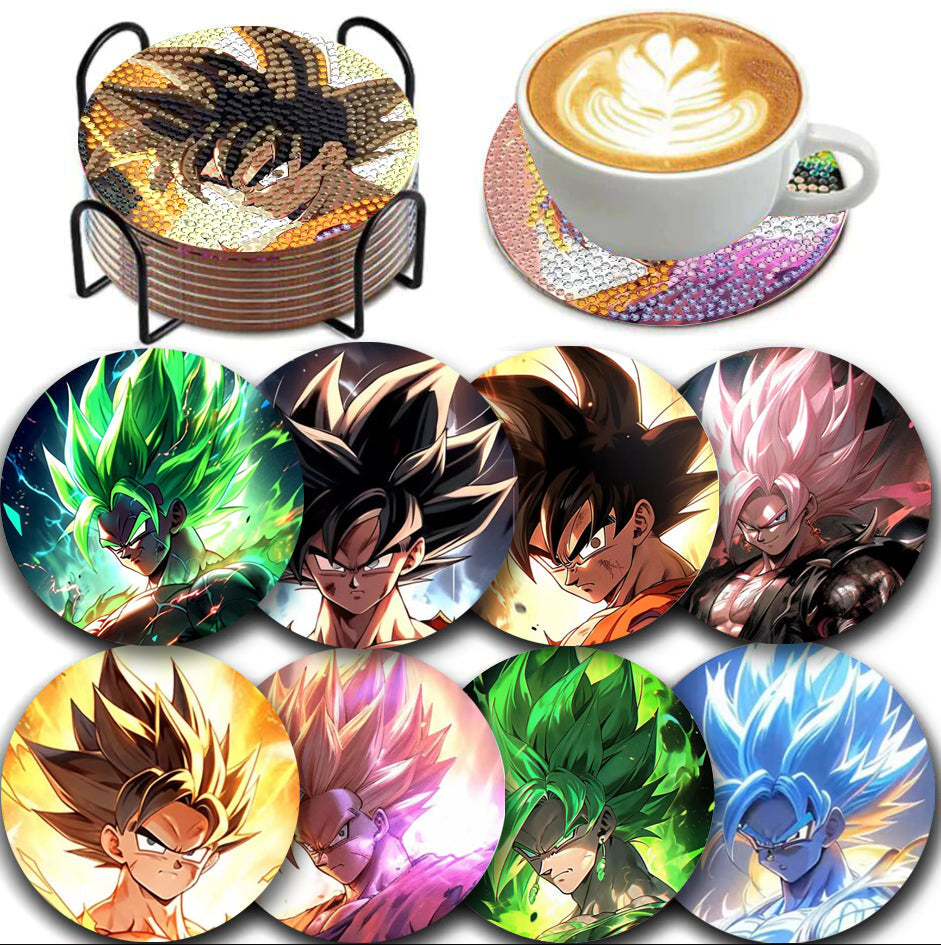 8 pcs set DIY Special Shaped Diamond Painting Coaster  | Dragon Ball-Wukong(no holder)