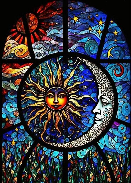 Diamond Painting - Glass sun and moon