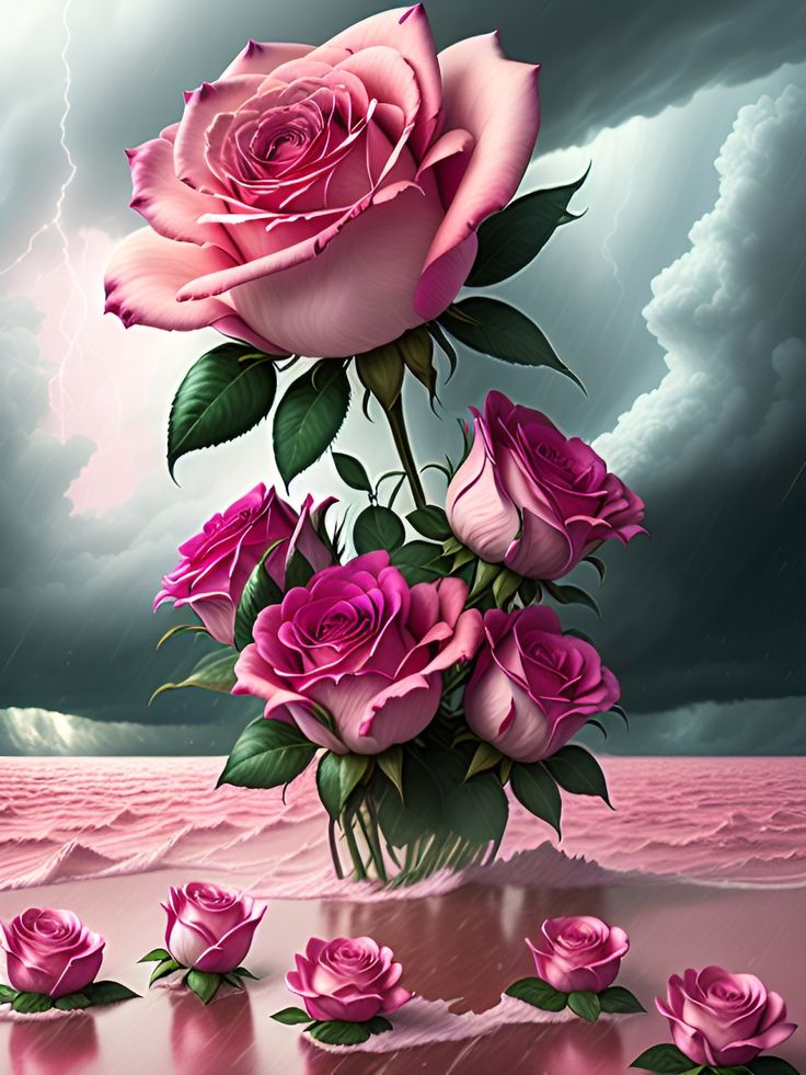 AB Diamond Painting  |  Rose In The Storm