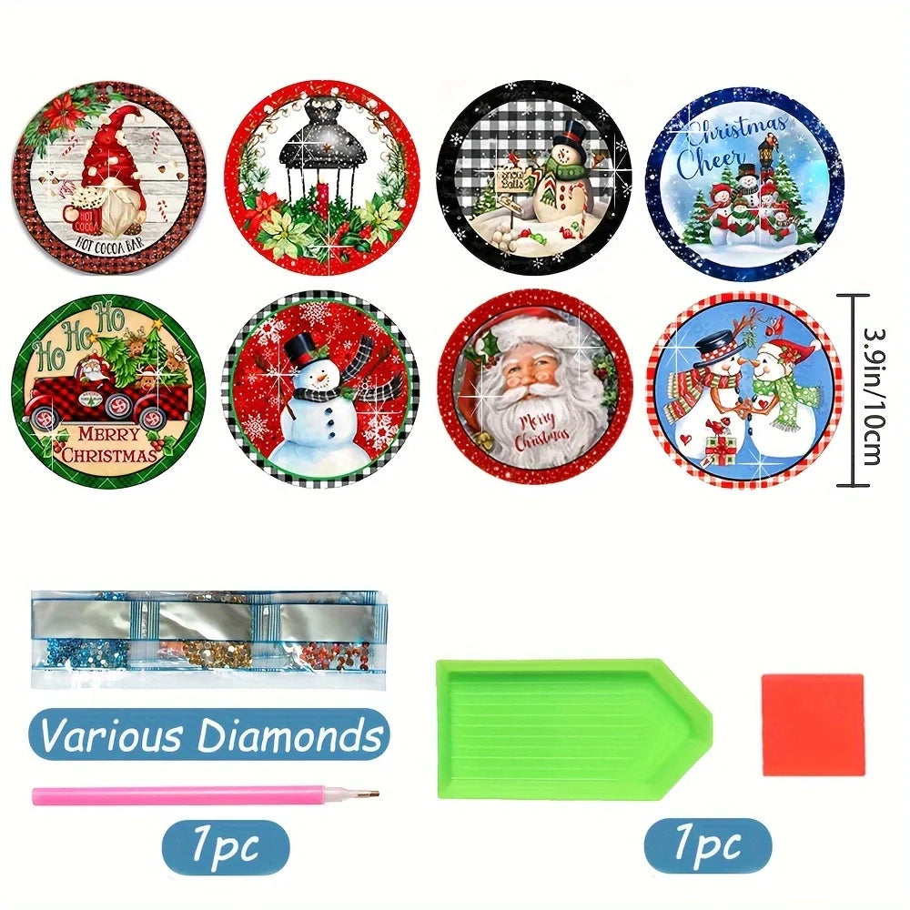 8 pcs set DIY Special Shaped Diamond Painting Coaster | Christmas( no holder )