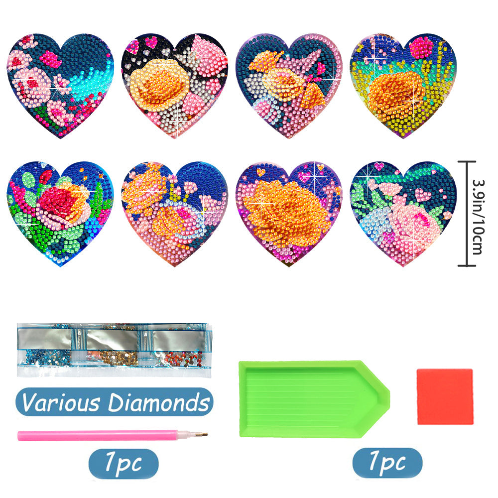 8 pcs set DIY Special Shaped Diamond Painting Coaster  | love(no holder)