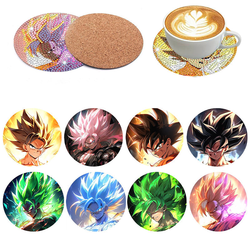 8 pcs set DIY Special Shaped Diamond Painting Coaster  | Dragon Ball-Wukong(no holder)