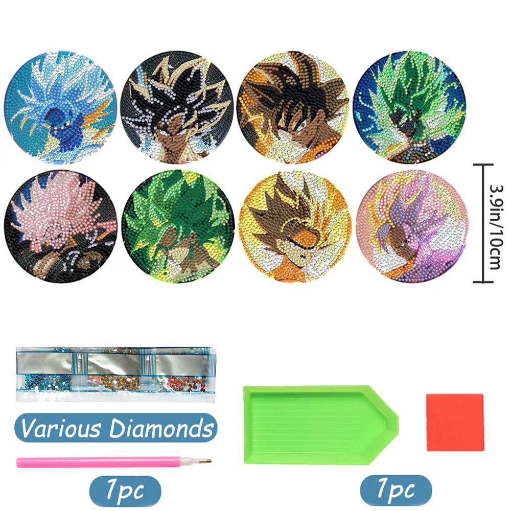 8 pcs set DIY Special Shaped Diamond Painting Coaster  | Dragon Ball-Wukong(no holder)