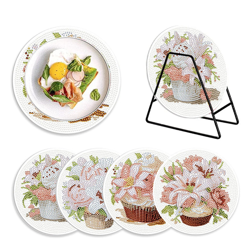 4PCS Diamond Painting Placemats Dish Mats | Lily Flower