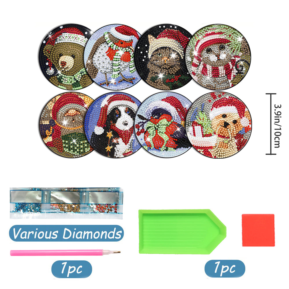 8 pcs set DIY Special Shaped Diamond Painting Coaster  | Christmas (no holder)