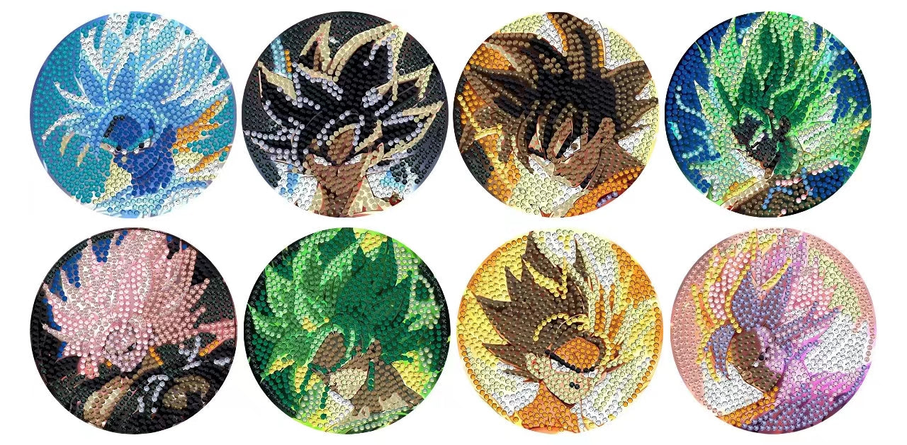 8 pcs set DIY Special Shaped Diamond Painting Coaster  | Dragon Ball-Wukong(no holder)