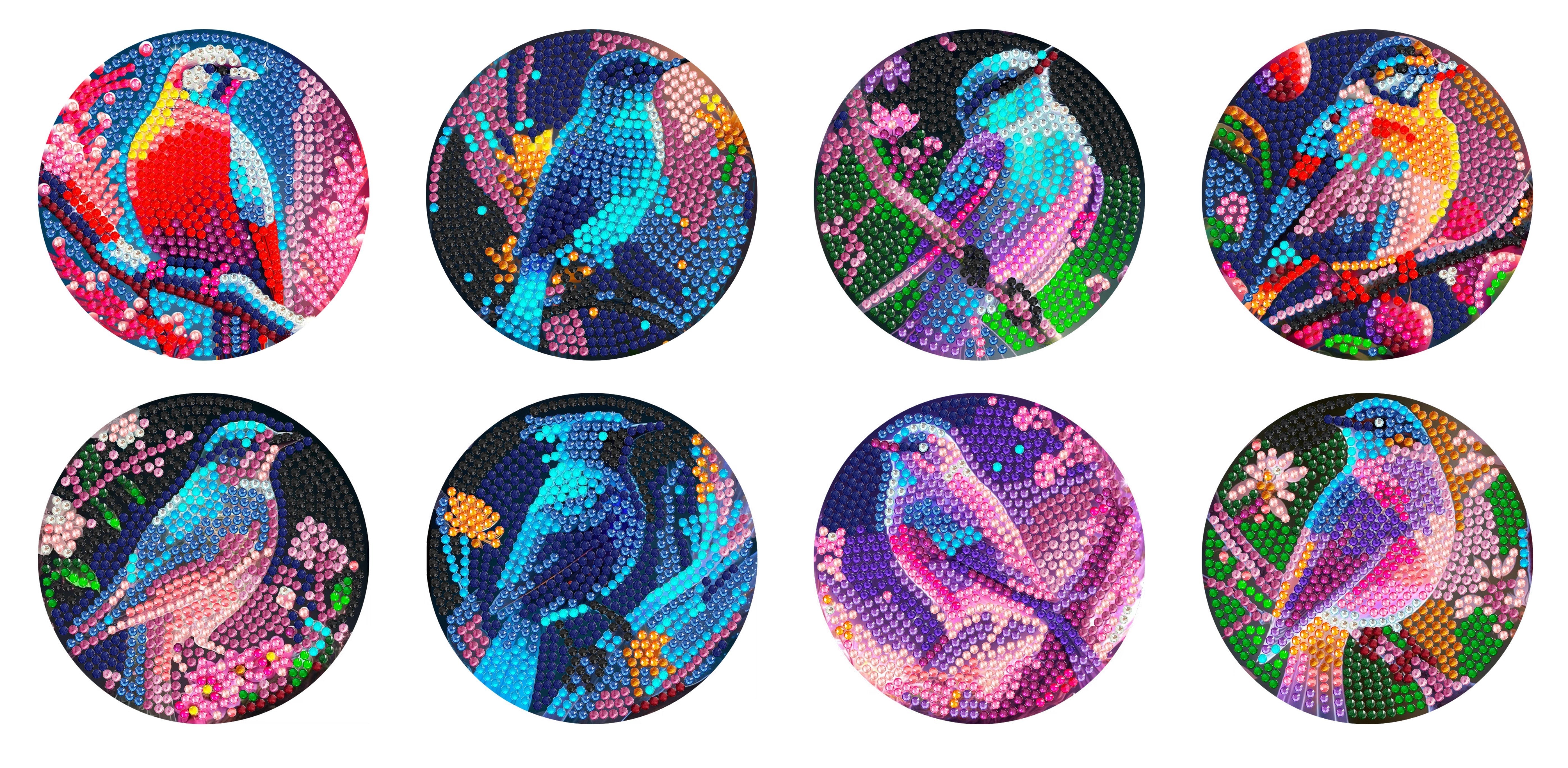 8 pcs set DIY Special Shaped Diamond Painting Coaster  | bird(no holder)