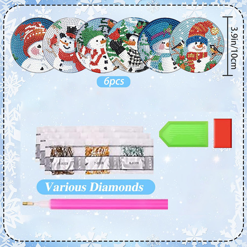 6 pcs set DIY Special Shaped Diamond Painting Coaster  | Christmas(no holder)
