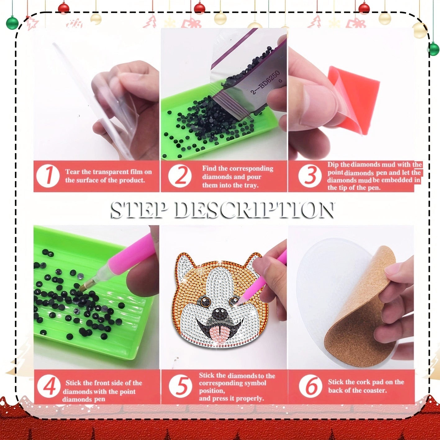 8 pcs set DIY Diamond Painting Coaster | Puppy