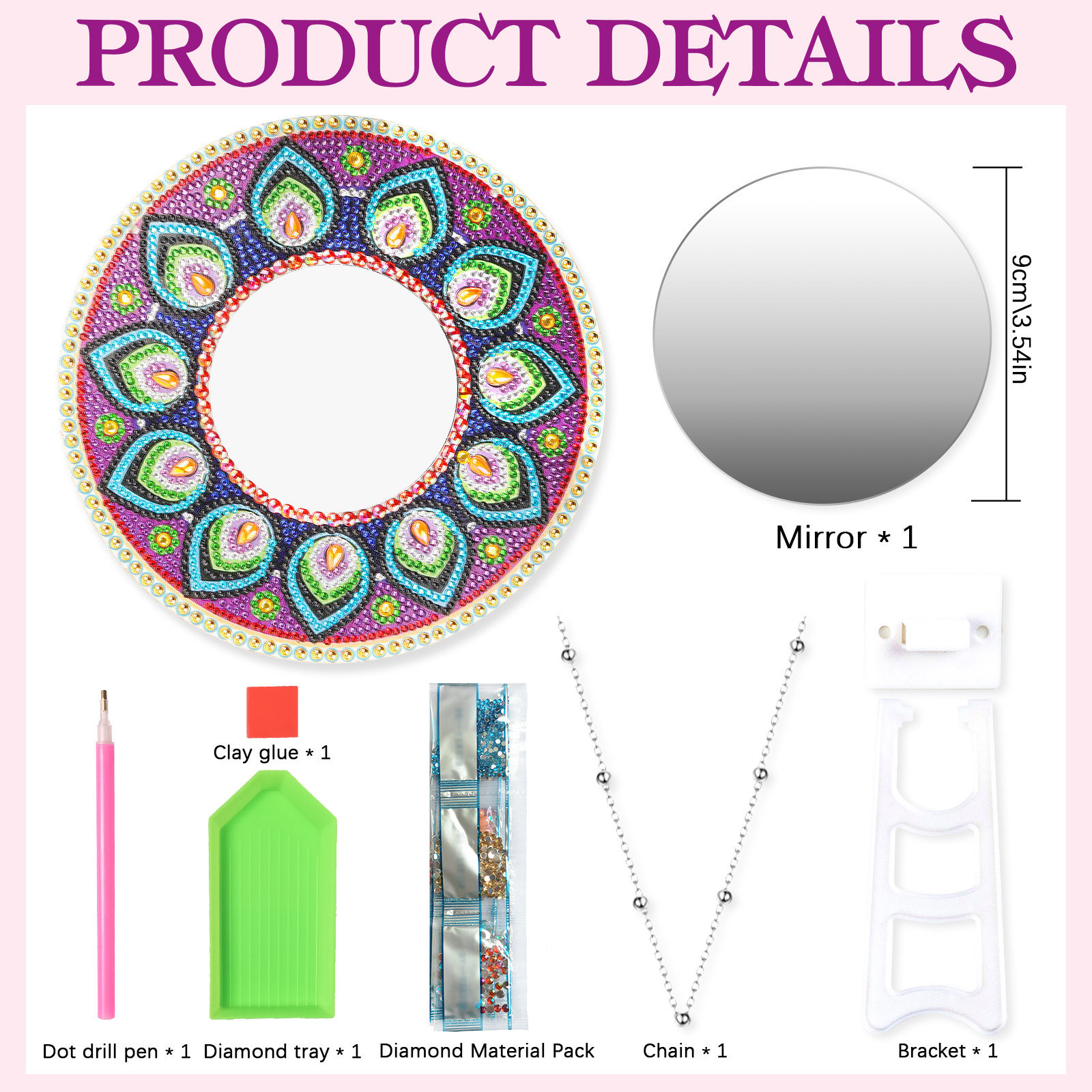 DIY diamond painting  Mandala  Mirror