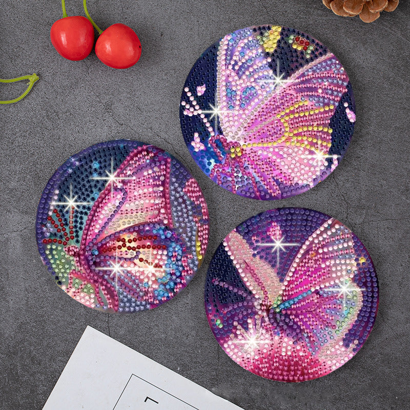 8 pcs set DIY Special Shaped Diamond Painting Coaster  | Butterfly(no holder)