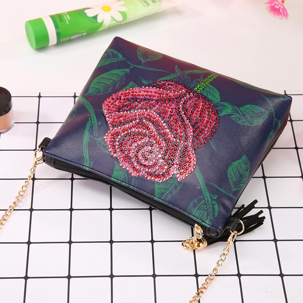 LOVE | DIY Rose Special Shaped Diamond Painting Women Leather Chain Crossbody Bags