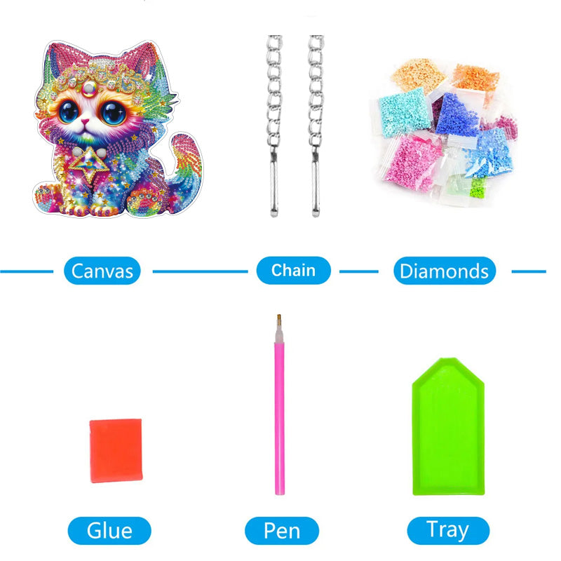 DIY Crystal Diamond Pendant | Colorful Cat