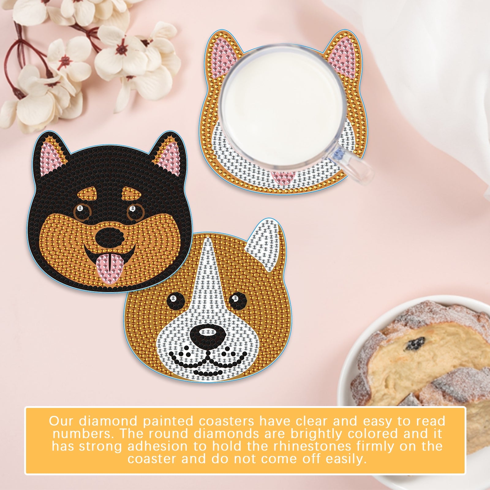 8 pcs set DIY Special Shaped Diamond Painting Coaster | Dog
