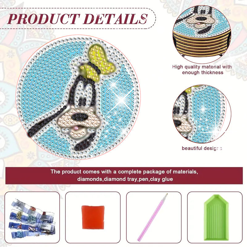 4 pcs set DIY Diamond Painting Coaster | Cartoon