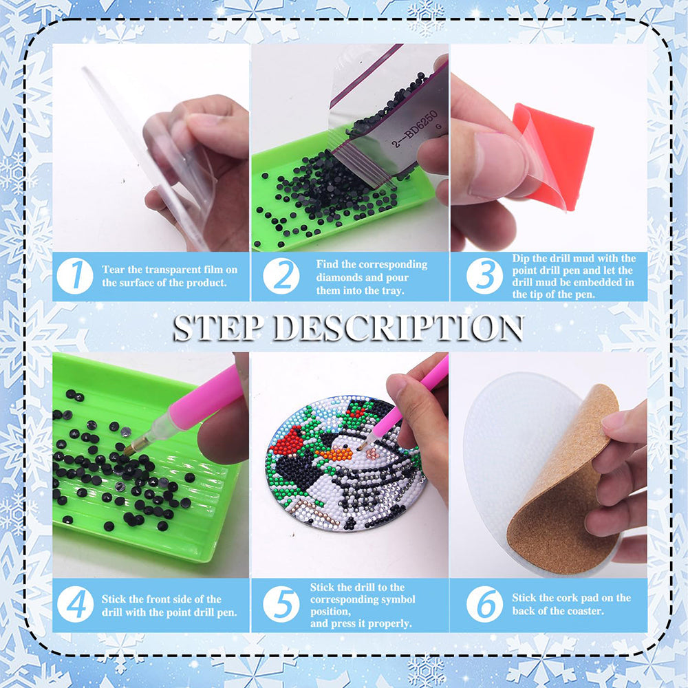 6 pcs set DIY Special Shaped Diamond Painting Coaster  | Christmas(no holder)