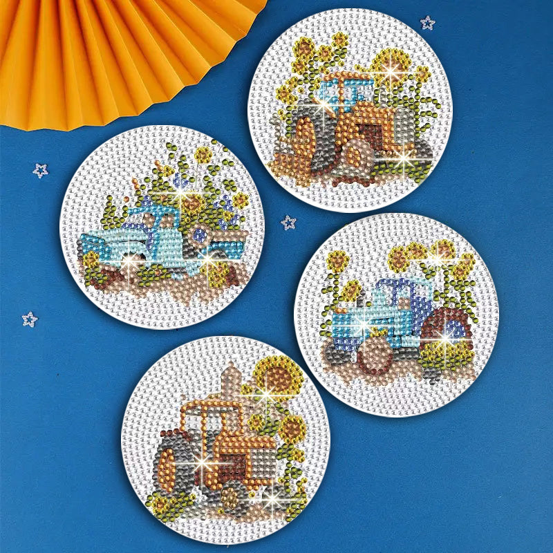 8 pcs set DIY Special Shaped Diamond Painting Coaster  | truck(no holder)