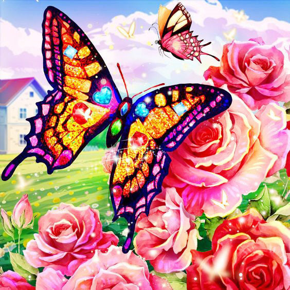 Diamond Painting - Butterfly Flower
