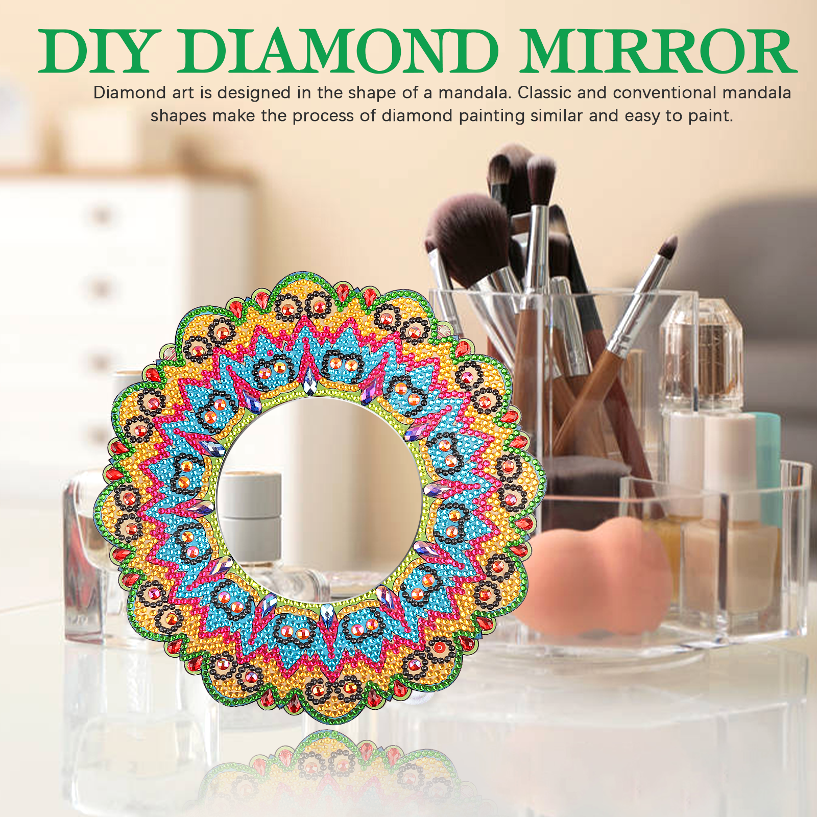 DIY diamond painting  Mandala  Mirror