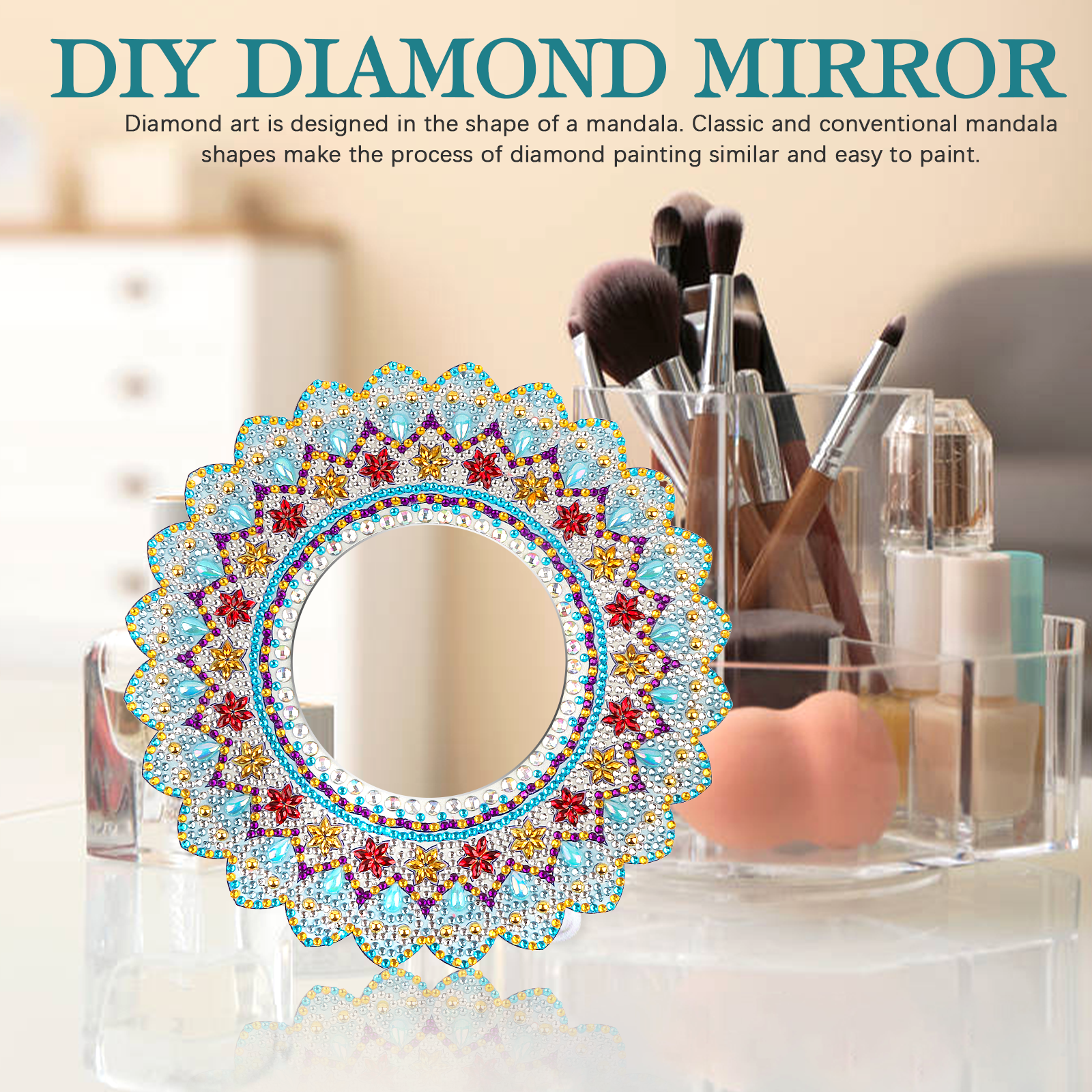 DIY diamond painting  Mandala  Mirror