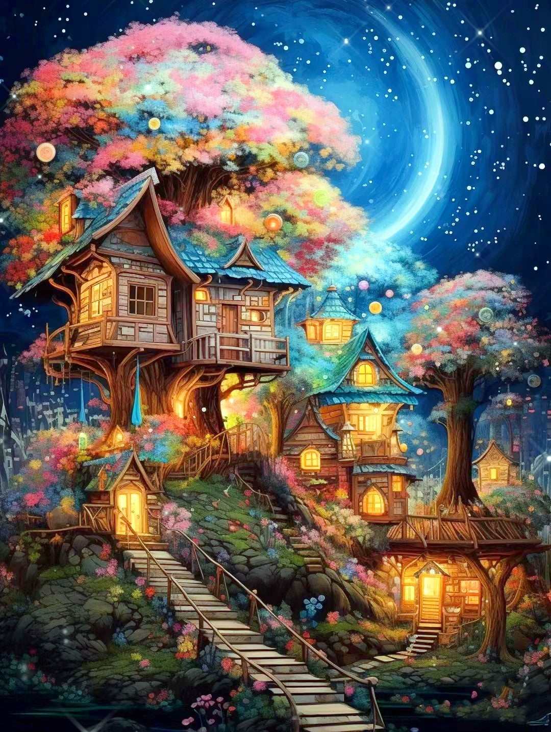 AB Diamond Painting  | Colorful Tree House