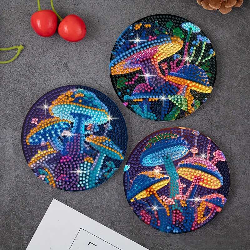 8 pcs set DIY Special Shaped Diamond Painting Coaster  | mushroom（no holder）