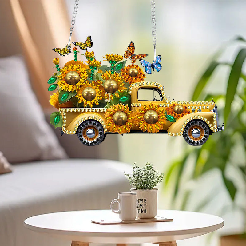 DIY Crystal Diamond Pendant | Sunflower Car