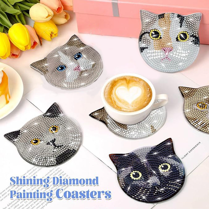  DCIDBEI Diamond Painting Coasters 6 Pcs Heart Shaped
