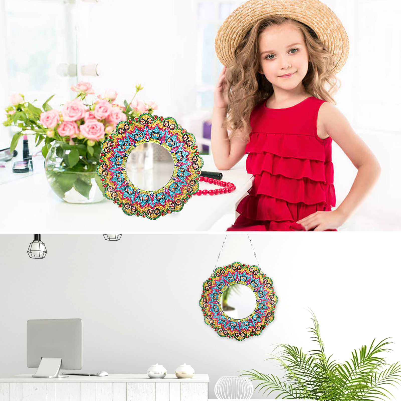 DIY diamond painting  Mandala  Mirror