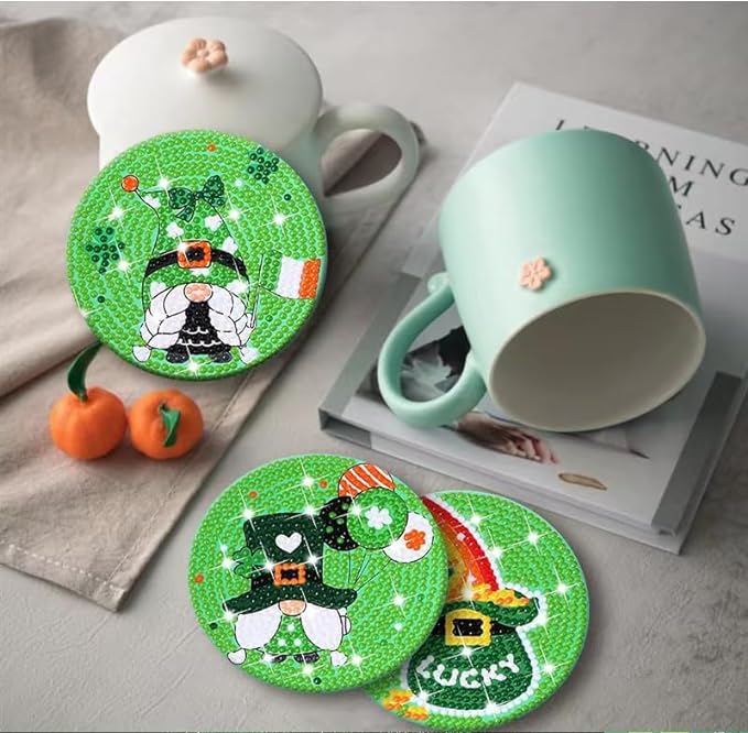 8 pcs set DIY Diamond Painting Coaster | Patricks Day