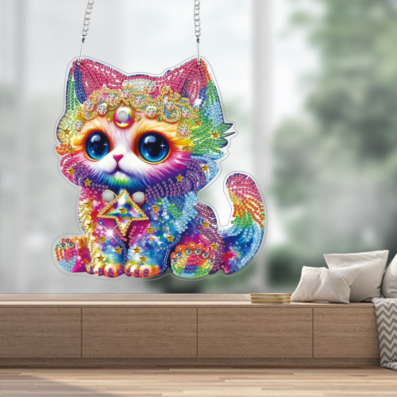 DIY Crystal Diamond Pendant | Colorful Cat