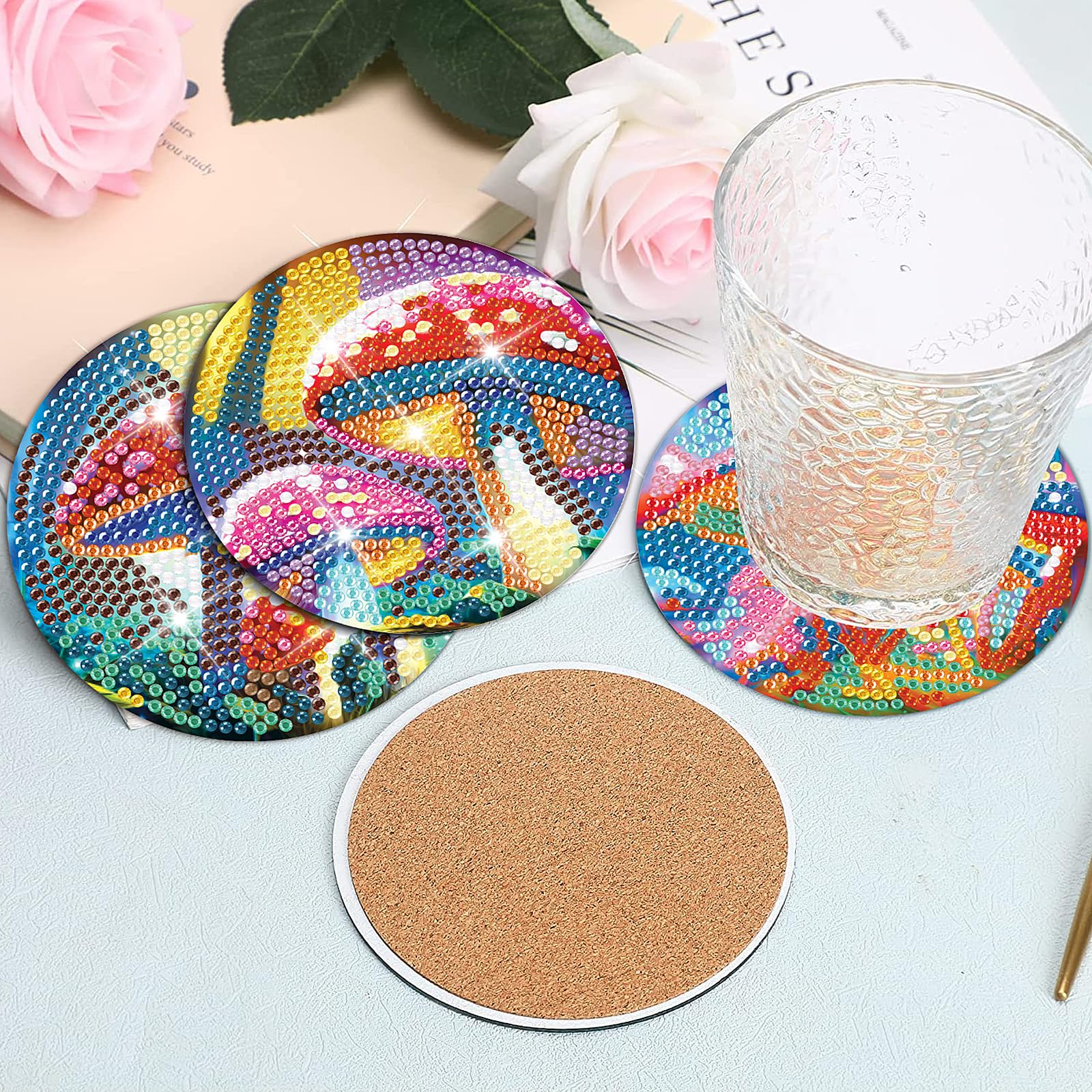 8 pcs set DIY Special Shaped Diamond Painting Coaster  | mushroom(no holder)