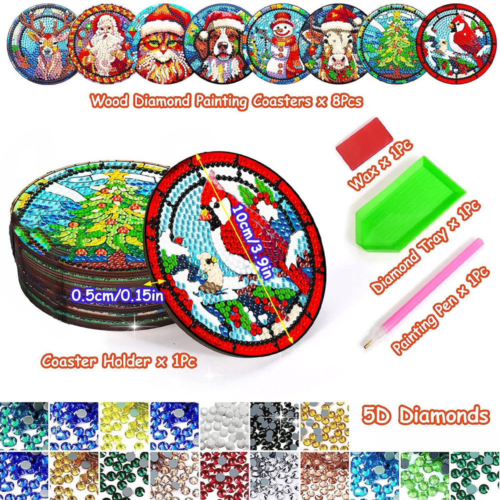 8 pcs set DIY Special Shaped Diamond Painting Coaster  | Christmas(no holder)