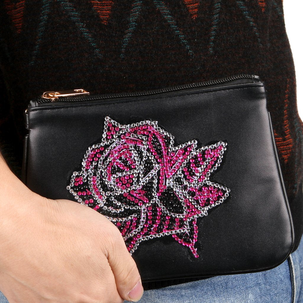DIY Flower Special Shape 5D Diamond Painting Wristlet Wallet Women Clutch Mosaic Bag