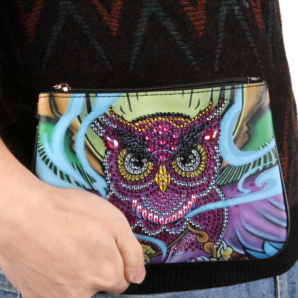 DIY Owl Special Shaped Diamond Painting Leathe Bags