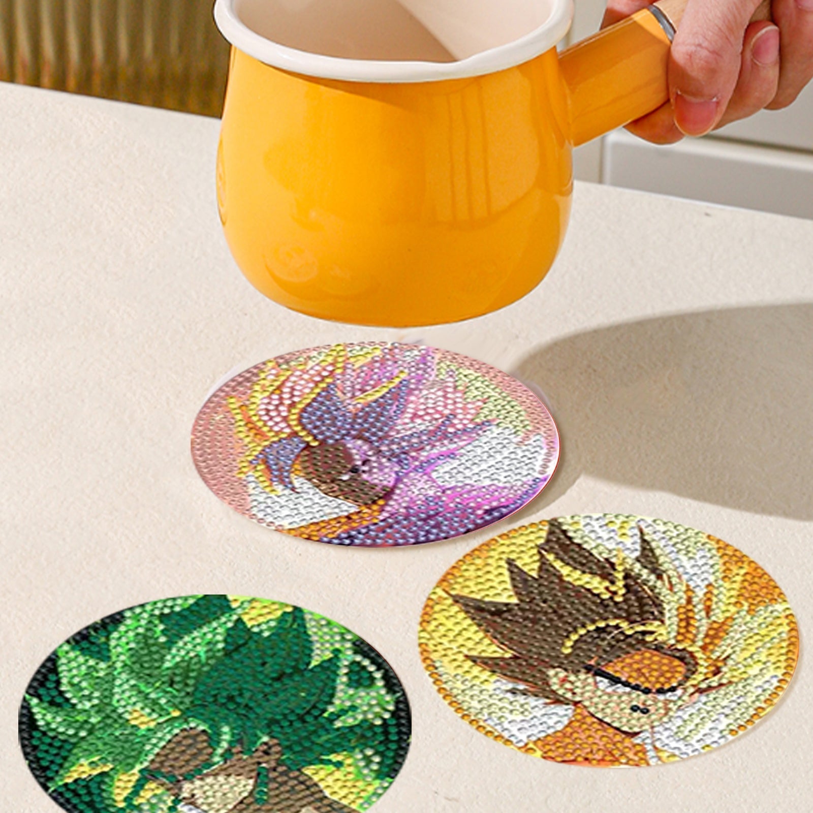 8 pcs set DIY Special Shaped Diamond Painting Coaster  | Dragon Ball-Wukong(no holder)