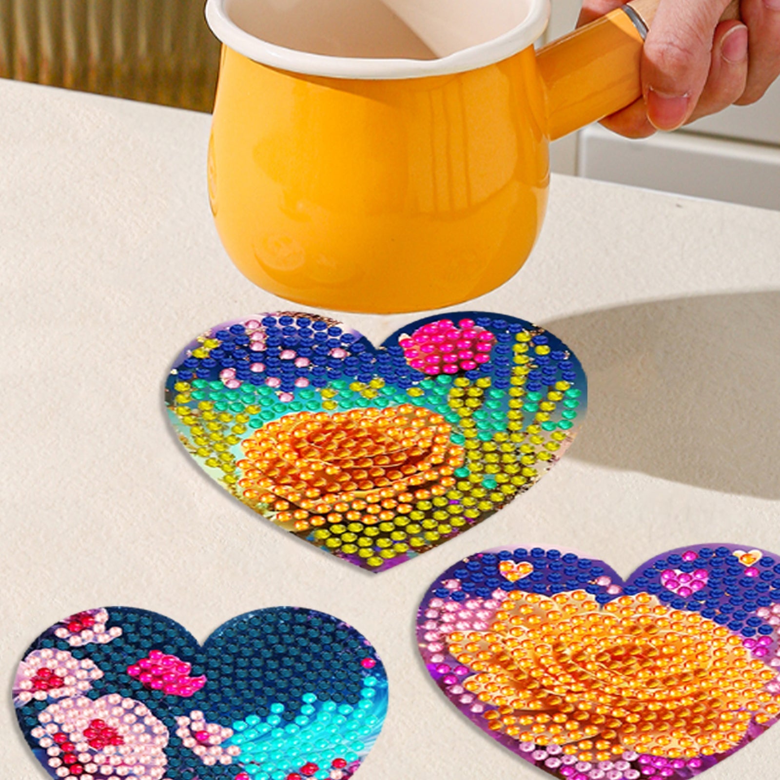 8 pcs set DIY Special Shaped Diamond Painting Coaster  | love(no holder)