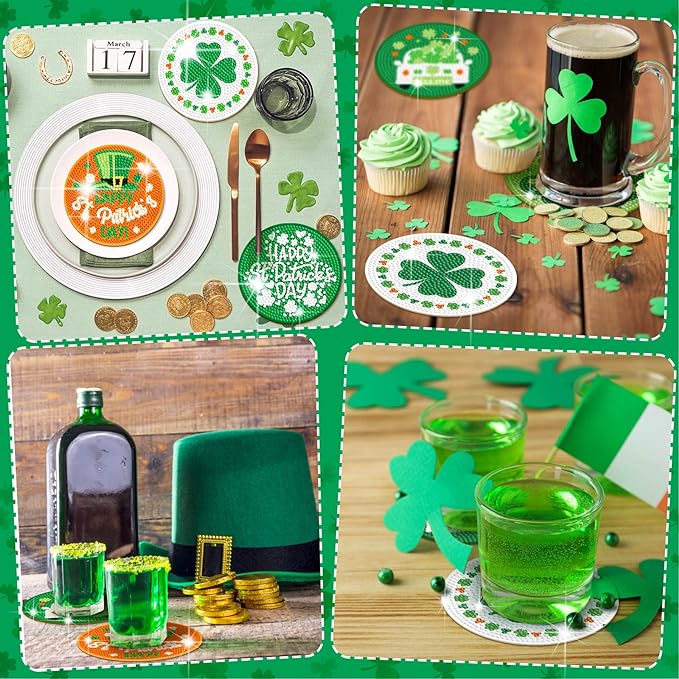 8 pcs set DIY Diamond Painting Coaster | Patrick's Day