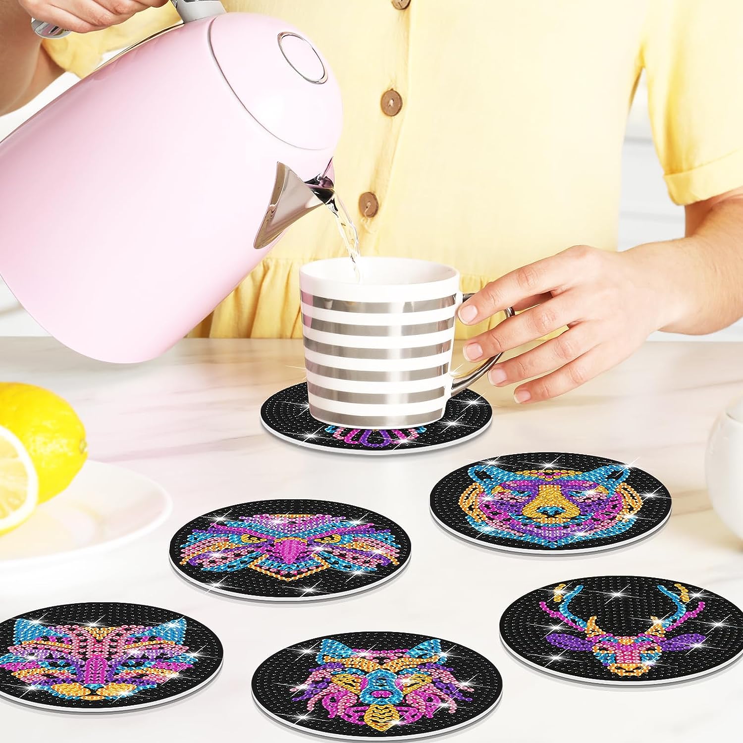 8 pcs set DIY Special Shaped Diamond Painting Coaster  | boots（no holder）