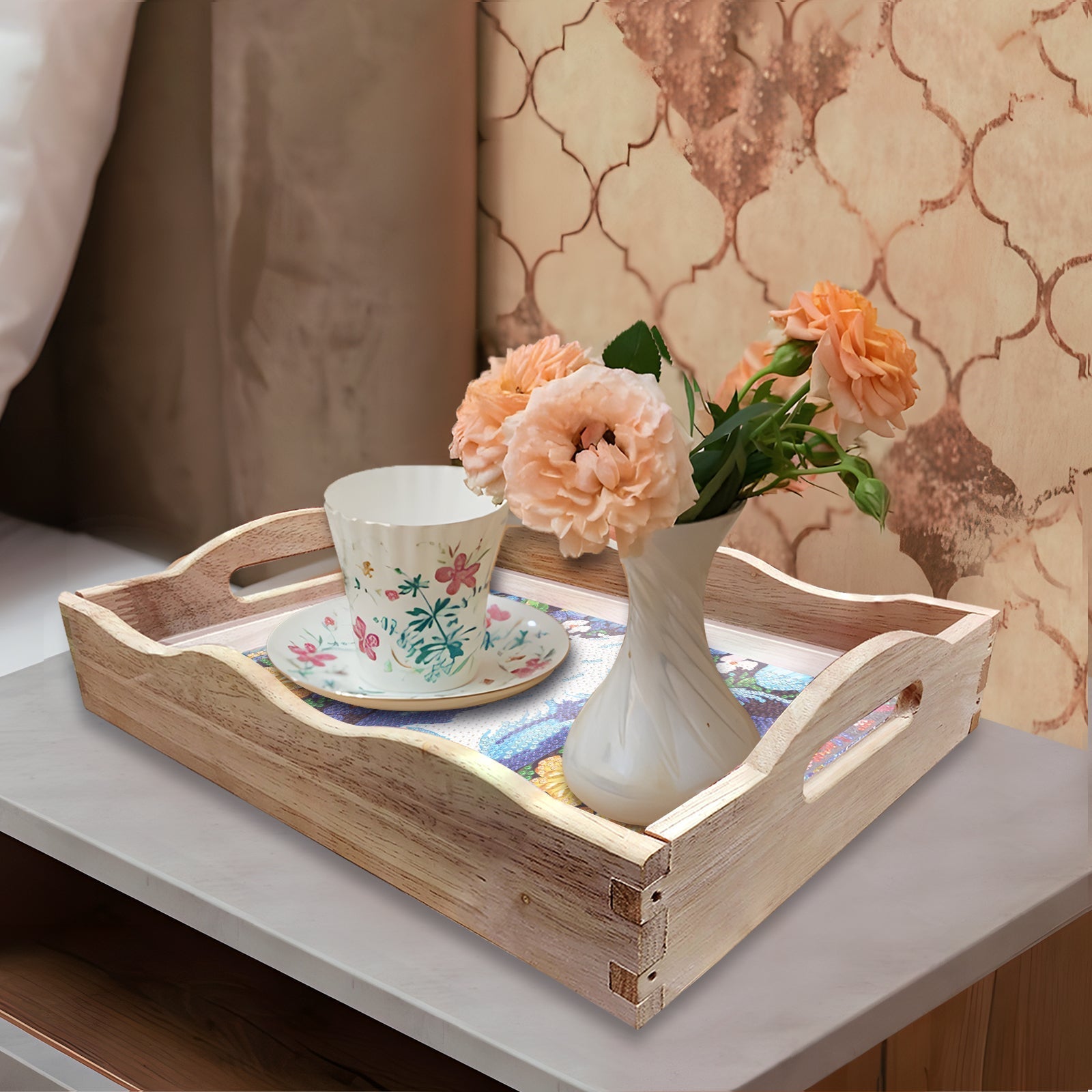 Diamond Painting Wooden Trays With Handle - Cow