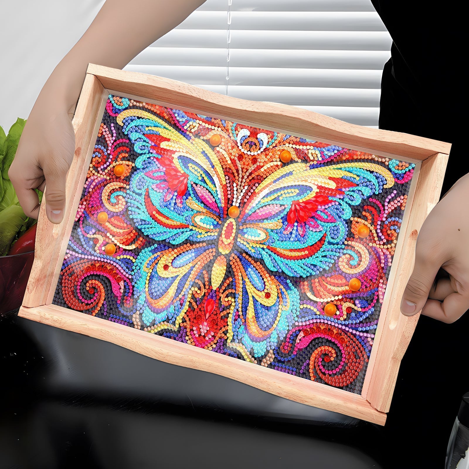 Diamond Painting Wooden Trays With Handle - Butterfly