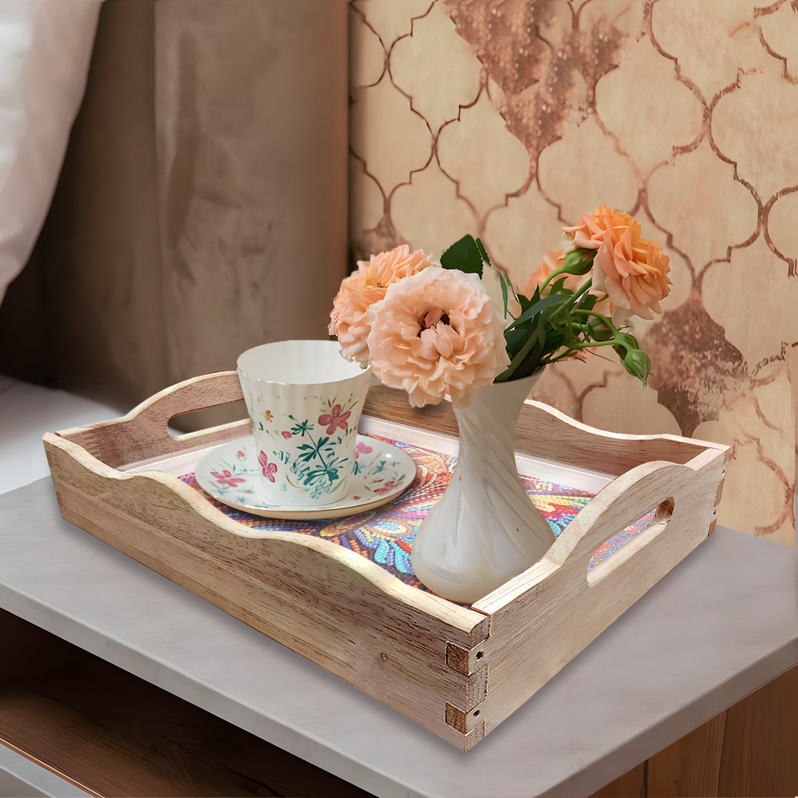 Diamond Painting Wooden Trays With Handle - Butterfly