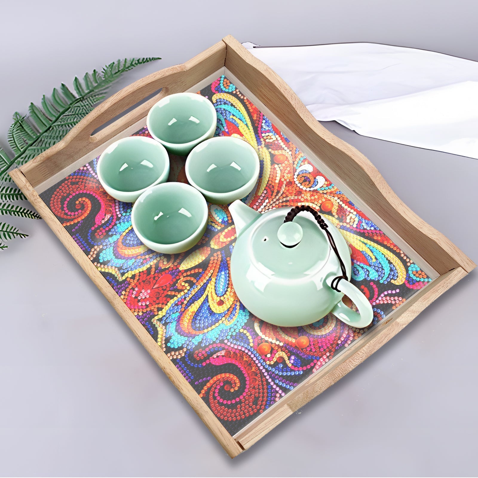 Diamond Painting Wooden Trays With Handle - Butterfly