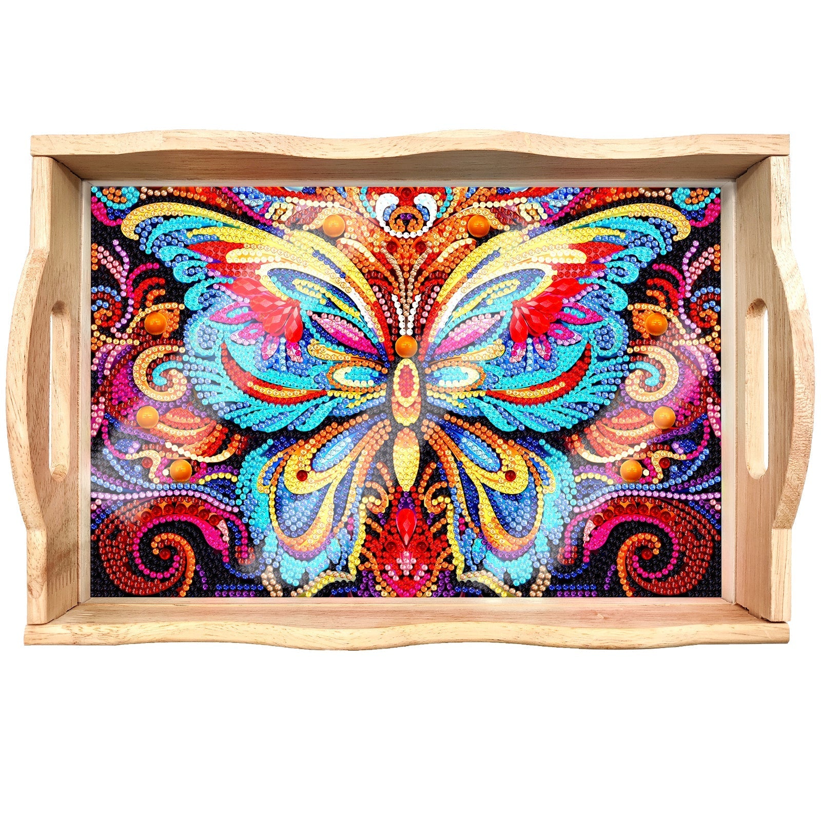 Diamond Painting Wooden Trays With Handle - Butterfly